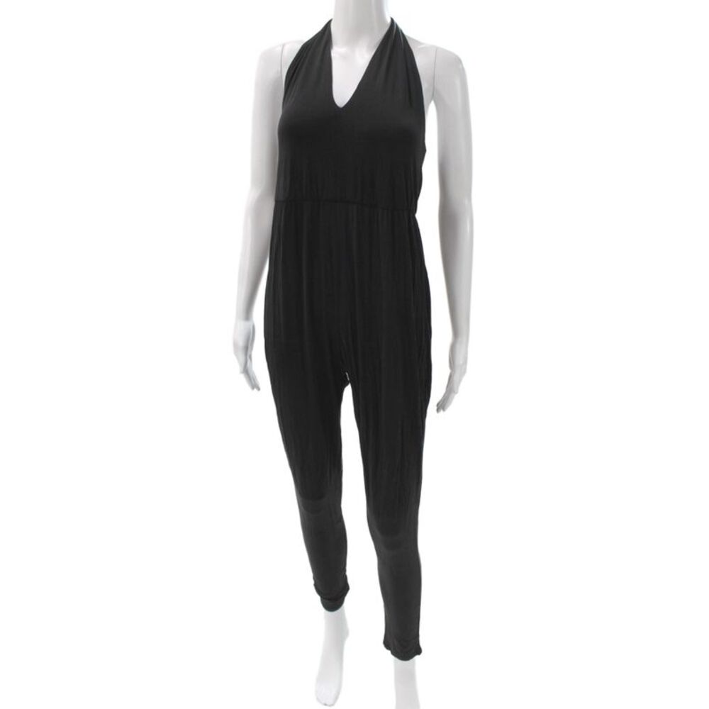 Rory Beca Womens Black Halter Tie Sleeveless Rayon Jumpsuit Size S